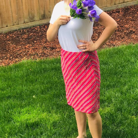 J. JILL 100% Linen Midi Skirt Cute Summer Vibes - Picture 2 of 4
